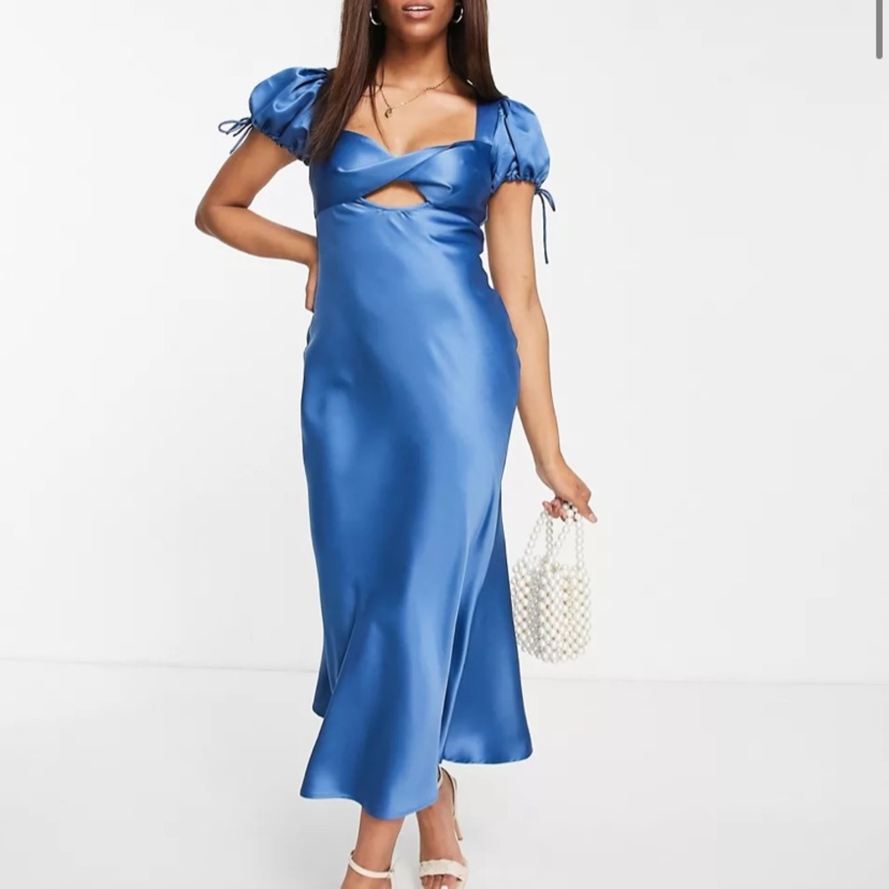 ASOS Blue Satin Midi Dress